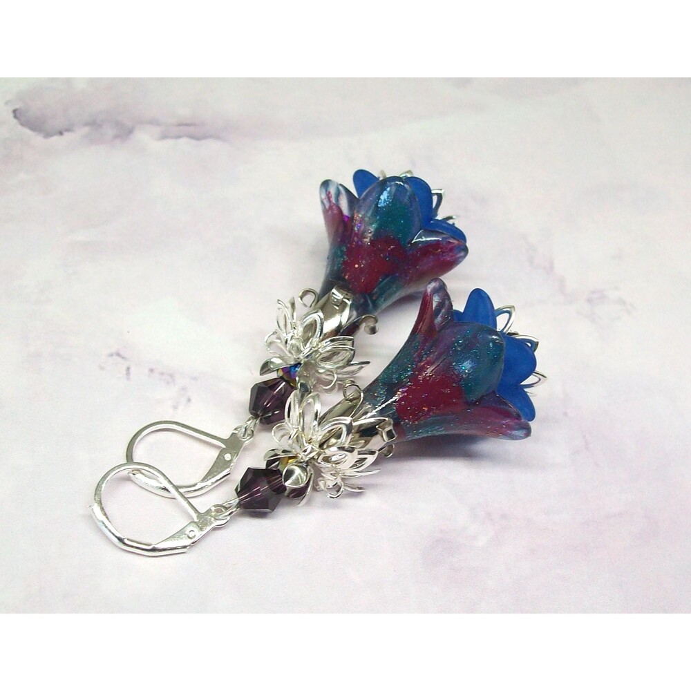 Boho Flower Earrings Dangle, Hand Painted, Flower Gifts, Gift for Best Friend
